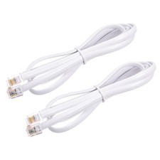 Phone Cord 3.28FT Telephone Cable Phone Line Cord RJ11 6P6C Plugs White 2pcs