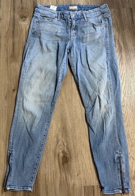 Mother Light Kitty Ankle Zip Skinny Jeans Size 29 Y2K Made in USA