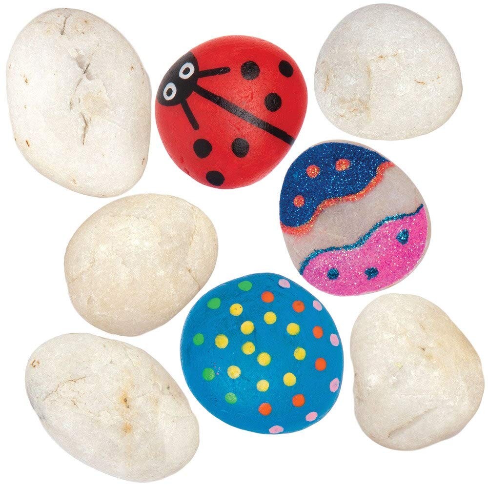 Baker Ross AT759 White Painting Stones - Pack of 20, Pebbles for Painting, Great