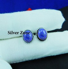 Lapis Lazuli Gemstone 925 sterling silver handmade jewelry Stud Earrings