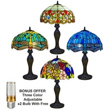 Tiffany Tischlampe 16 Zoll Handarbeit Buntglas Multicolor Nachttischlampe