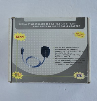 USB 2.0 Cable to Serial ATA (SATA) & IDE 1.8''/2.5'' Hard Drive 5.25'' CD/DVD-RW