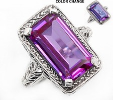 8CT Natural Alexandrite 925 Sterling Silver Edwardian Style Ring Sz 6,9 AZ2