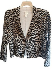 Chico's Lylah Sassy Cheetah Cardigan Sweater Blazer Jacket 2 Large Leopard