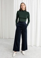Other Stories High Waist Corduroy Trousers Dark Blue Size 6