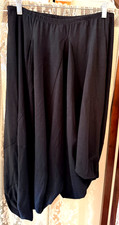 Lunn Black Cotton Spandex Tuck Asymmetric Hem Pull On Skirt Sze T2 (M 8/10) Midi