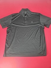 Callaway Opti-Dri Black 2XL Men's Polo Shirt Solid Logo Button Short Sleeve