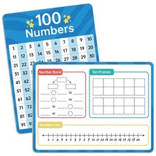 Dry Erase Number Line Whiteboard, 9" x 12" 1-100 Number Double-Sided Math Pra...