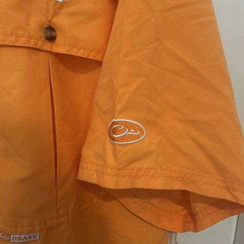🍊UT DRAKE Short Sleeve Shirt, XL, Orange Button Down, EUC, UT Logo, Vented - Picture 13 of 15