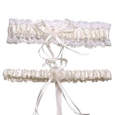 2 Pieces Satin, Lace Wedding Garter Set, Bridal, Thigh, Prom, Accessory, Gift