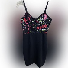 NWT Nasty Gal NaNa Black Embroidered Bustier Mini Dress Size 10