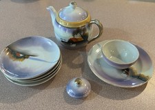 Vintage 1920s Japanese Lusterware Child  s Tea Set, Hand Painted 7 Pieces