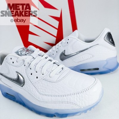 Nike US 13 Men's White Croc Blue Tint Retro Air Max 90 Terrascape IU3638 100 New