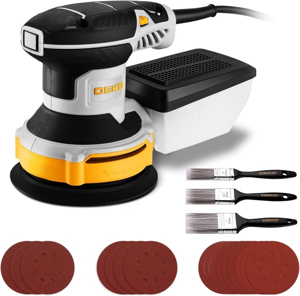 Exzenterschleifer 125Mm Schleifmaschine Holz Mit Absaugung 16 Schleifpapiere 6-image