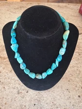 Barse Chunky turquoise beaded necklace with sterling silver clasp