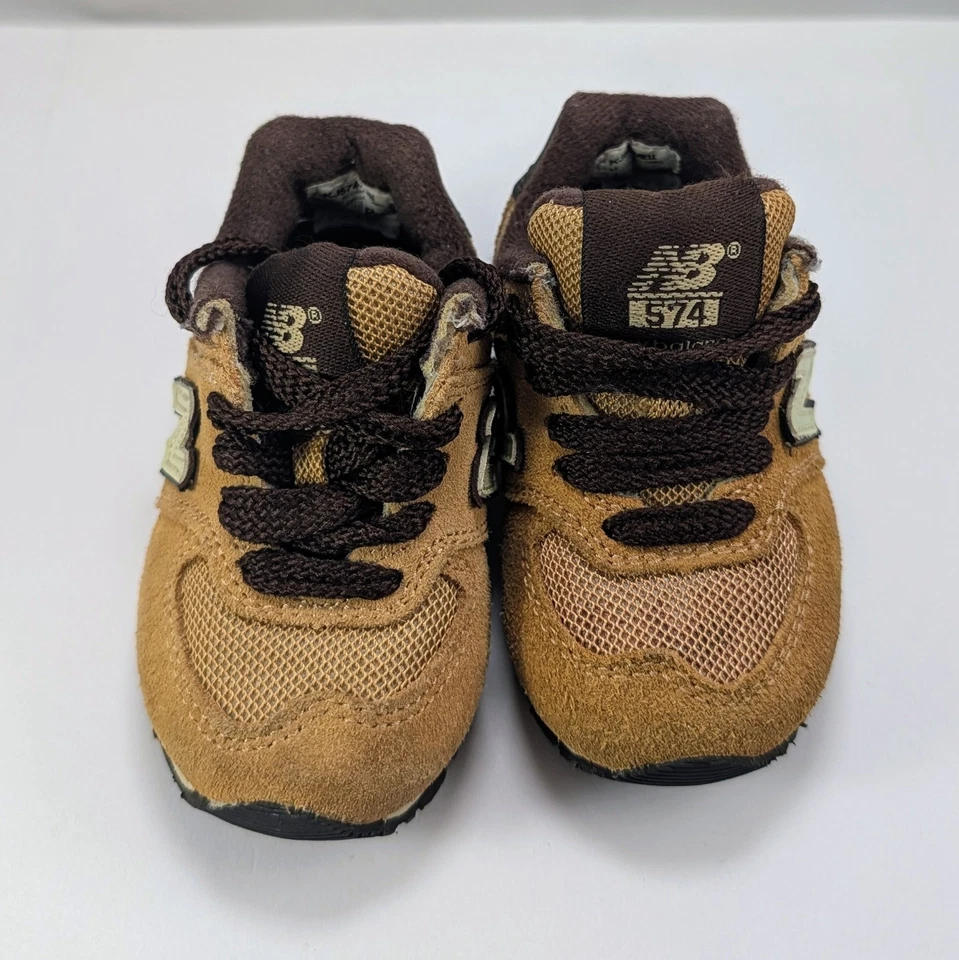 New Balance 574 Sneakers Baby Infant Toddlers KJ574 Shoes Size 3 Camel Brown  - Image 2 of 4