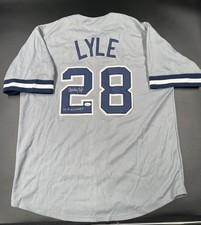 Sparkly Lyle Signed Autographed Yankees Custom Jersey 77-78 WS Champs JSA COA