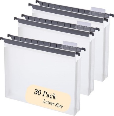 Large Capacity Plastic Hanging Folder, 30 Pack Reinforced Extended Hanging