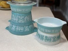 New ListingPyrex Amish Butterprint Turquoise/White Cinderella Mixing Bowls Set 471-473, 442