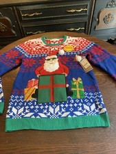 Jolly Sweaters Womens M 38-40 Knit Santa Sweater Ugly Christmas New With Tags