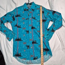 VTG WRANGLER WOMENS WESTERN SHIRT COWBOY CUT REGULAR FIT 15.5-34 MADE IN USA