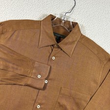 Ermenegildo Zegna Button Up Shirt Mens Med. Herringbone Cotton Rust