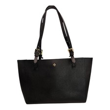 Tory Burch Robinson Tri Compartment Tote Black Saffiano Leather