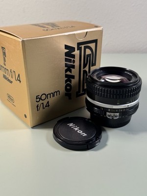Wonderful condition Nikon Nikkor 50mm f/1.4 Ai-S MF Lens matching Box MINT