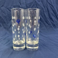 Set Of 2 Courvoisier Highball Etched Glasses Made In France 1980’s