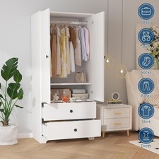 Tall Wooden Armoire with Two Drawers