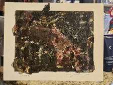 Signed CHUNKY Painted Collage URBAN EXPRESSIONIST CITY ABSTRACT MODERNISM 14x11 