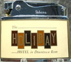 Vintage-RARE UNLIT-"1967 HOLIDAY HOTEL CASINO RENO" flat advertising lighter HTF
