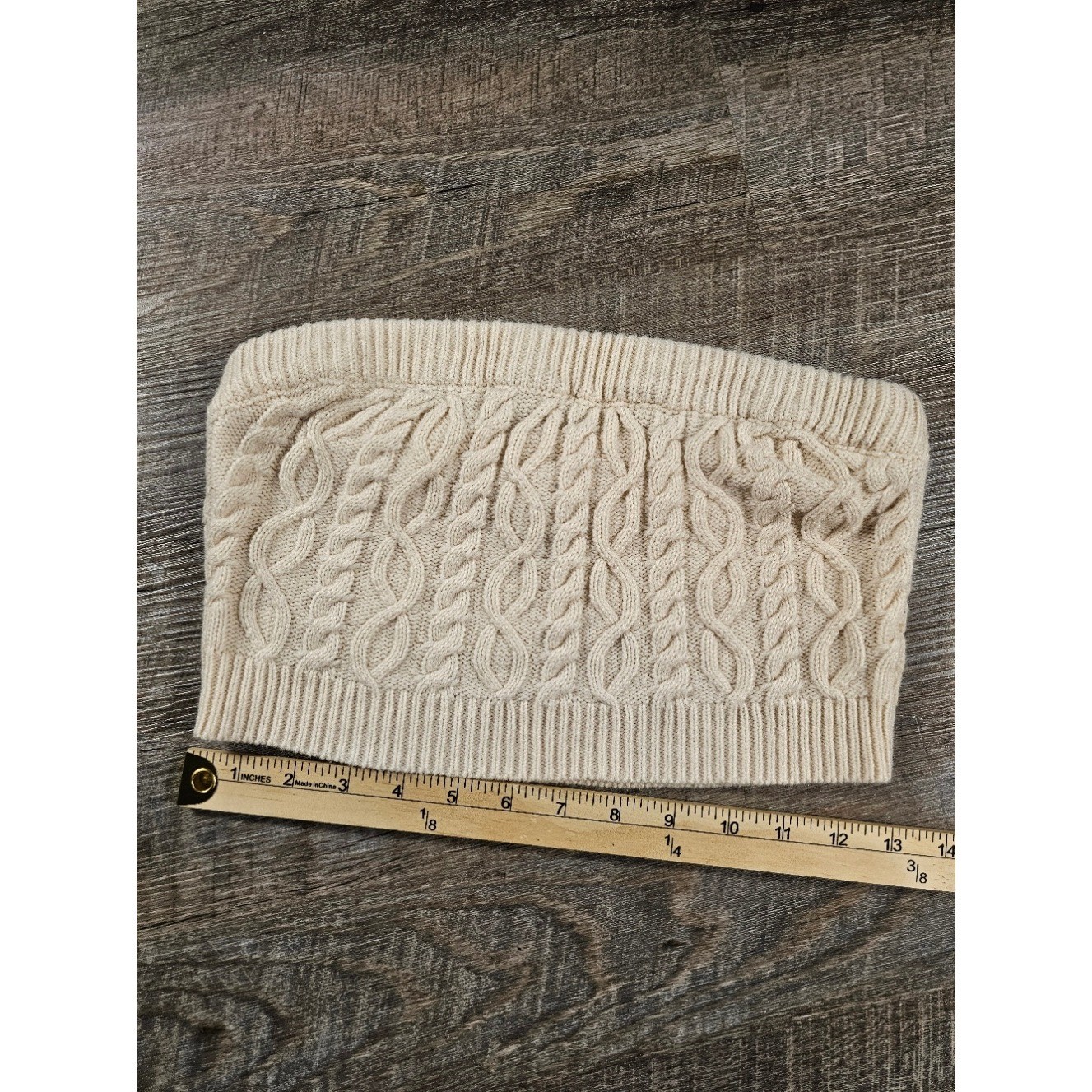 Fashion Nova Cream Cable Knit Tube Top Strapless Sweater Crop Ivory Medium