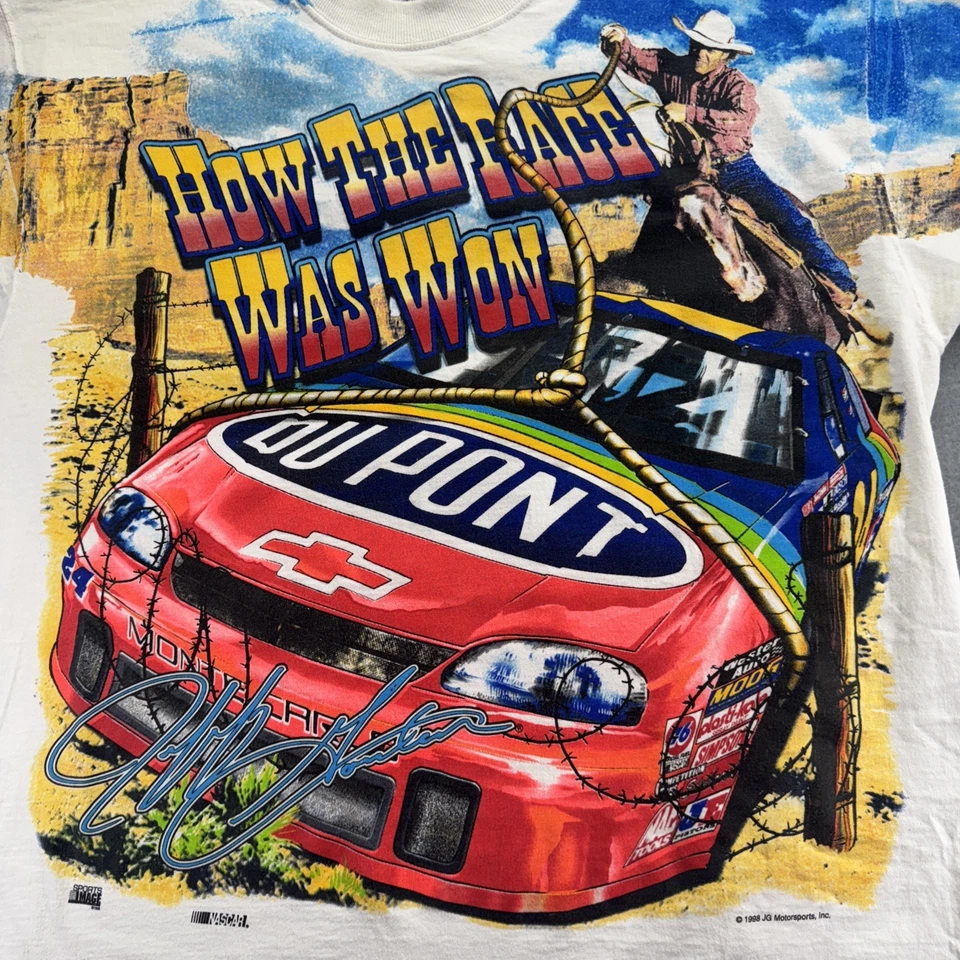 Camiseta Jeff Gordon Nascar 1998 Cómo se ganó la carrera talla XL de colección AOP Foto 2 de 4