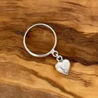 Vintage Pretty 925 STERLING SILVER Charm Ring DANGLE HEART Dangling Small Size 4