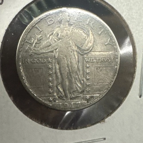 1917 D Type 2 Denver Mint Standing Liberty Quarter Nice 90% Silver Coin