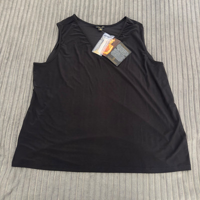 Iman Blouse Plus Size 2X Black Tank Stretch Sleeveless Basic Layering Essential