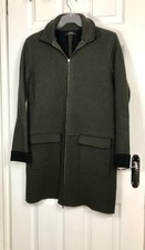 Giacca/Cappotto Alpha Studio 100% Lana Merino Grigio Scuro Media Lunghezza 12-14 uk