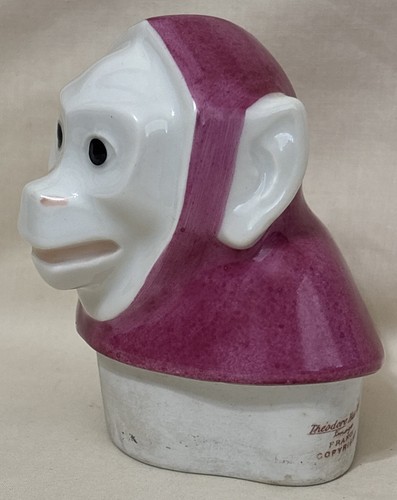 Mono Art Deco de porcelana E.M. Sandoz Theodore Haviland Limoges (solo cabeza) rosa - Imagen 2 de 8