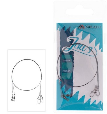 Mikado Jaws Tungsten Extra Light Wire Trace Leader With Swivels + Clips - 2 Pack