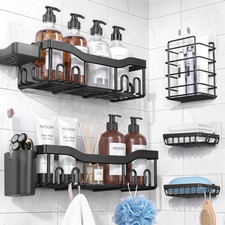 7-Pack Shower Caddy Adhesive,Stainless Steel Shower Organizer Shelf Rustproof,