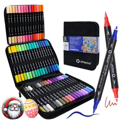 Artecho Acrylic Paint Markers 48 Colors with Bag, Acrylic Paint Pens with Bru...