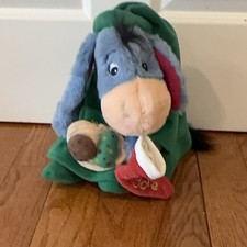 Disney Eeyore Plush Toy 13" Christmas Green Cape Cookie 2000 Winnie Pooh