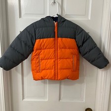 Hanna Andersson Sz 100 US 4 Reversable Kids Puffer Jacket Hooded Down Blend Coat