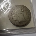 1858 S Silver Seated Liberty Quarter-