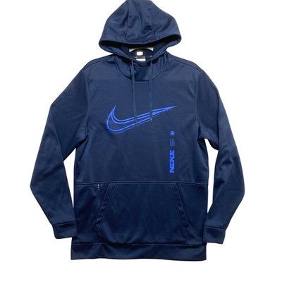 Nike Therma-FIT Hoodie Mens Medium Navy Blue Pullover Sweatshirt DP6250
