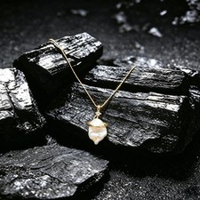 Natural Baroque Freshwater Pearl Necklace, Saturn Ring Pendant, Celestial Cubic