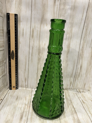 Vintage Morey Green Pressed Glass Bottle