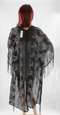 BCBGeneration Rose Fringe Duster Kimono Cover-Up with $68 Tags #K124