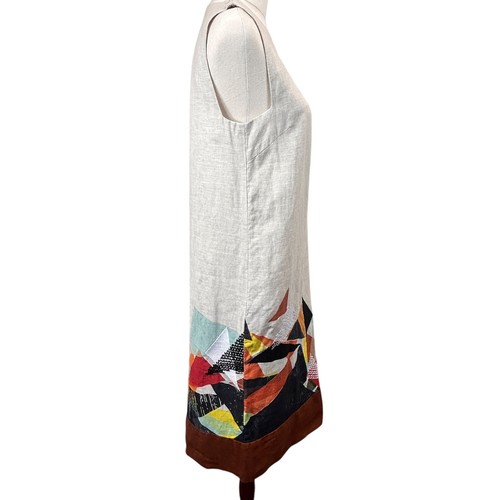 Gorman Ellie Malin Linen Shift Dress AU 10 US 6 Oatmeal Abstract Print - Picture 6 of 10